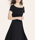 Zwarte asymmetrische jurk gebreid VERVEINE image number 0
