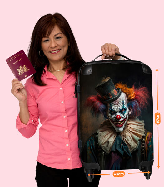 Handbagage Koffer met 4 wielen en TSA slot (Clown - Hoed - Kraag - Portret - Killer clown)