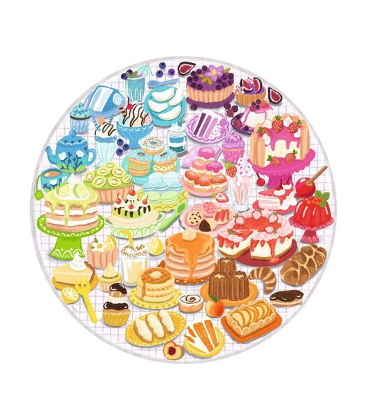 Puzzel 500 stukjes Round puzzle - Circle of colors - Desserts/pastries