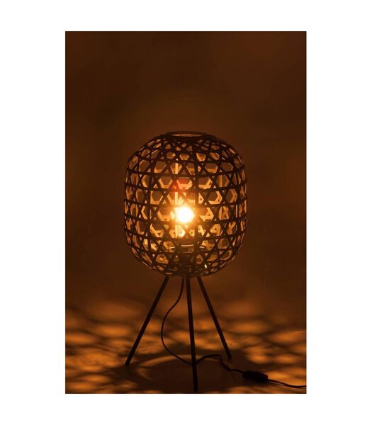 Bamboo light - Tafellamp - cilinder - bamboe - zwart - driepikkel - metaal