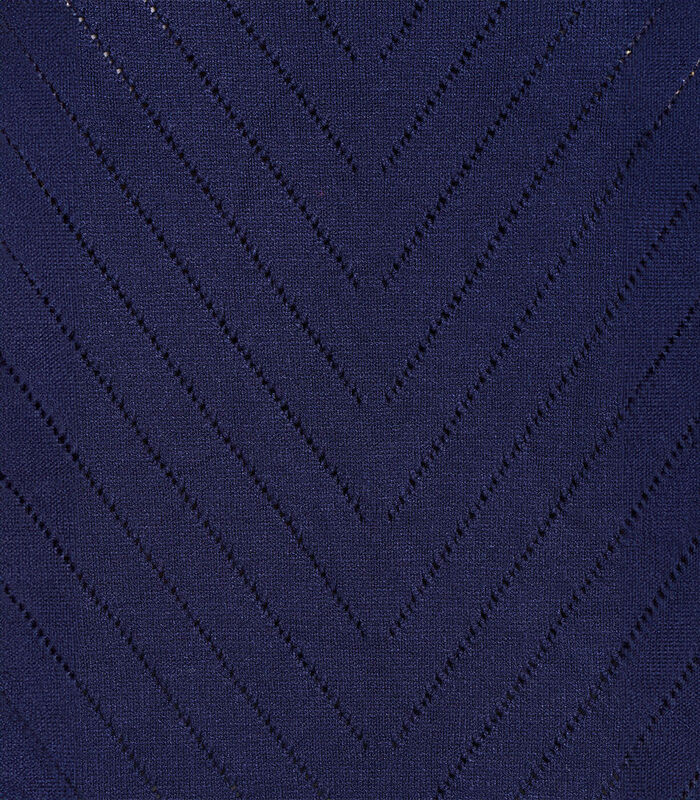 Pull bleu marine manches courtes col V image number 4