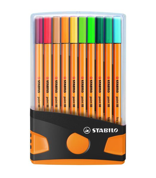 STABILO point 88 - fineliner 0,4 mm - ColorParade antraciet/oranje 20 kleuren