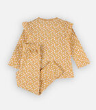 Jersey 2-delige pyjama met bloemetjes, mosterdgeel image number 3