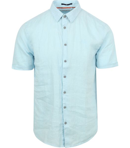 Short Sleeve Overhemd Linnen Lichtblauw