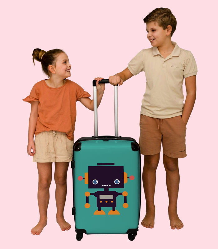 Handbagage Koffer met 4 wielen en TSA slot (Robot - Groen - Antenne - Oranje - Kinderen) image number 1