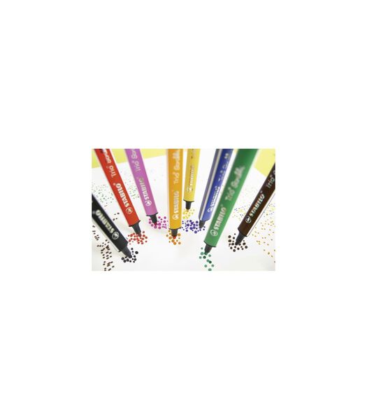 Trio Scribbi - stylo feutre ergonomique - indestructible grâce à sa pointe flottante - étui de 14 couleurs