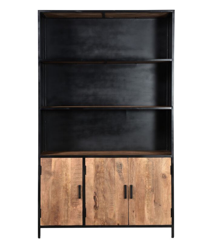Omerta - Bibliotheek - mango - naturel - 3 deuren - 3 leggers - stalen frame - zwart gecoat image number 2