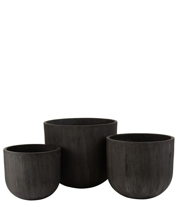 Set 3 Cachepots Ronds Ceramique Haut Noir image number 0