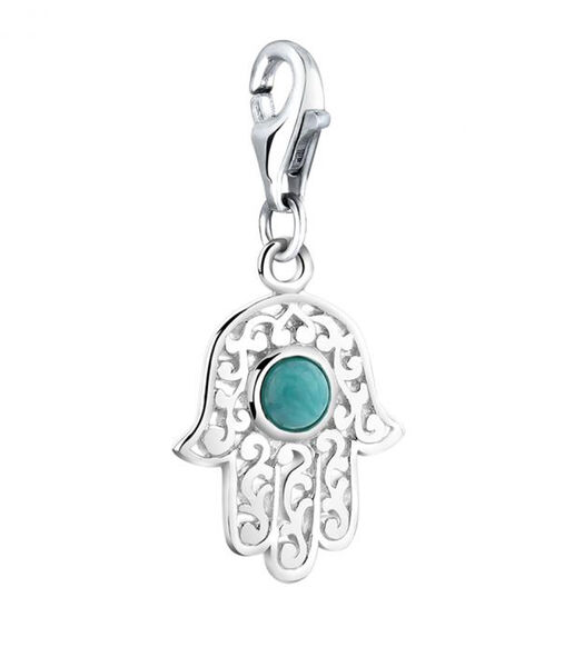 Bedel Dames Hamsa Hand Hanger Met Howliet Edelsteen In 925 Sterling Zilver