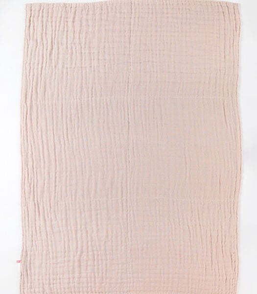 75 x 100 cm gewatteerde mousseline deken met dierenprint, ecru