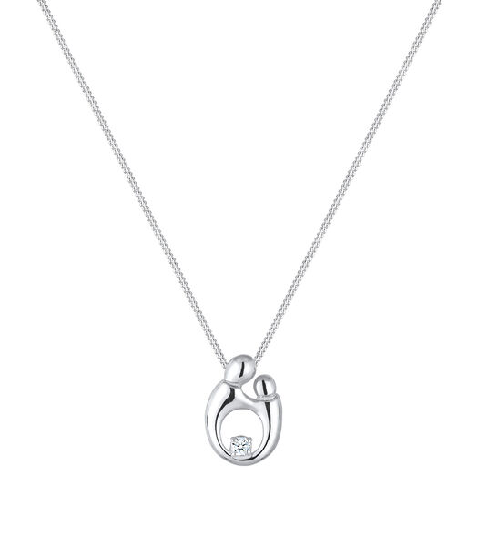 Collier Mutter Kind Diamant (0.03 Ct.) 925 Sterling Silber