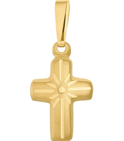 Motief tag voor mannen en vrouwen, unisex, goud 375 kruis