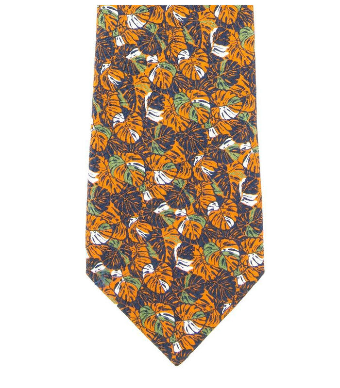 Cravate motifs feuilles en soie et coton image number 2