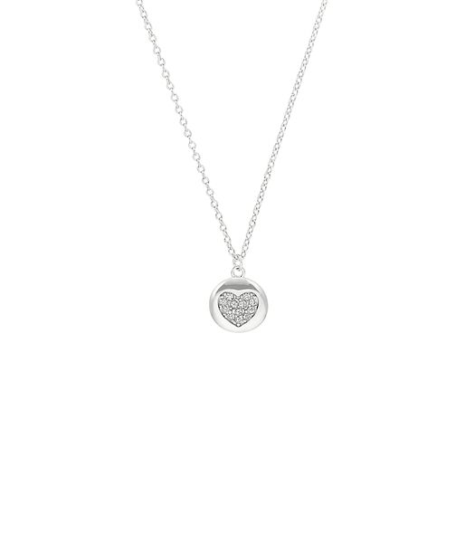Chaîne avec pendentif pour dames, argent 925 Sterling, zirconium synth. | cœur