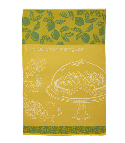 Tarte au citron - Theedoek van katoenen jacquard met print 50 x 75 cm