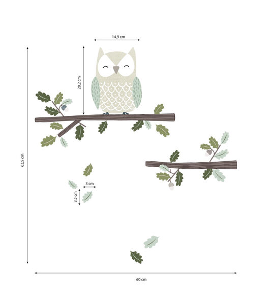Stickers hibou et feuilles In the woods , Lilipinso