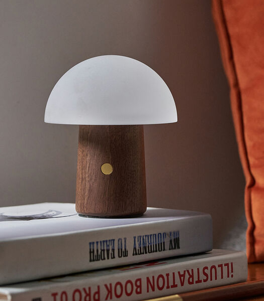 Alice Mushroom Mini Lampe De Table - Bois De Noyer