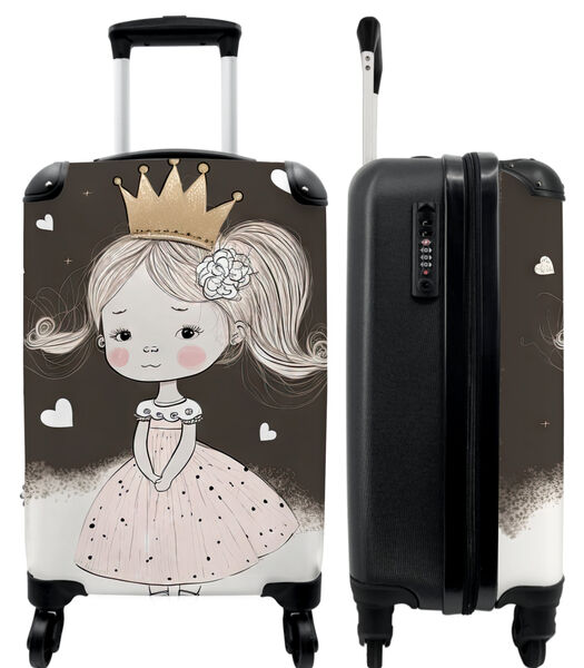 Ruimbagage koffer met 4 wielen en TSA slot (Prinses - Roos - Hartjes - Meisjes)