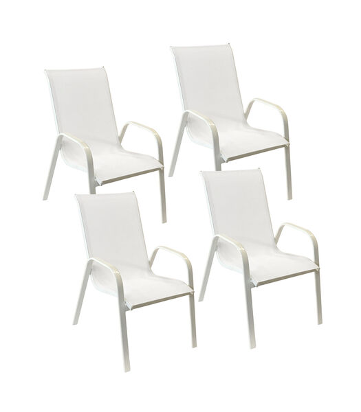 Set van 4 MARBELLA stoelen in wit textilene - wit aluminium