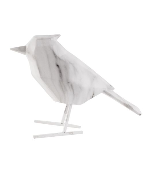 Ornament Bird - Marmerprint Wit - 9x24x18,5cm