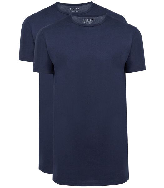 Slater T-shirts Basique Extra Long Lot de 2 Col Rond Bleu Marine