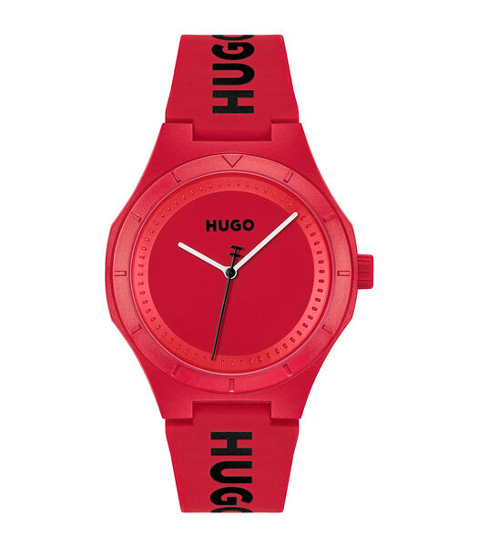 Horloge met siliconen armband rode wijzerplaat 1530346