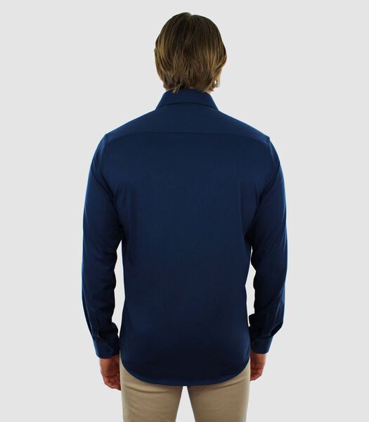Strijkvrij Overhemd - Navy / Donkerblauw - Slim Fit - Bamboe  - Heren
