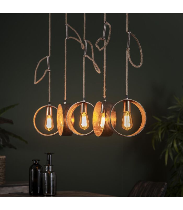 Metal Circle - Lampe suspendue - 5L - nickel antique - hauteur réglable - avec 5 sources lumineuses LED 8450/39A image number 1