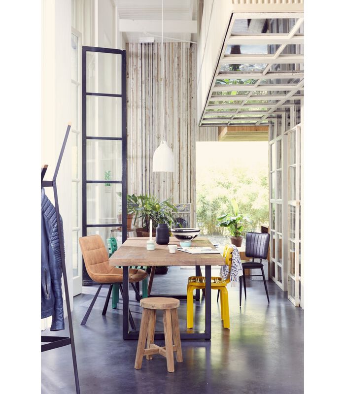 Omerta - Table de salle à manger - rectangulaire - 240cm - bois de manguier - naturel - pied en U en acier - laqué noir image number 1