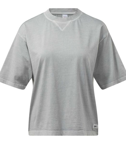 Dames-T-shirt met rechte snit, natuurlijke kleurstof