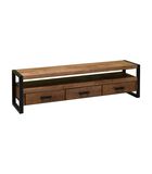 Robust - TV-meubel - 180cm - 3 lades - 1 nis - naturel mangohout - staal image number 0