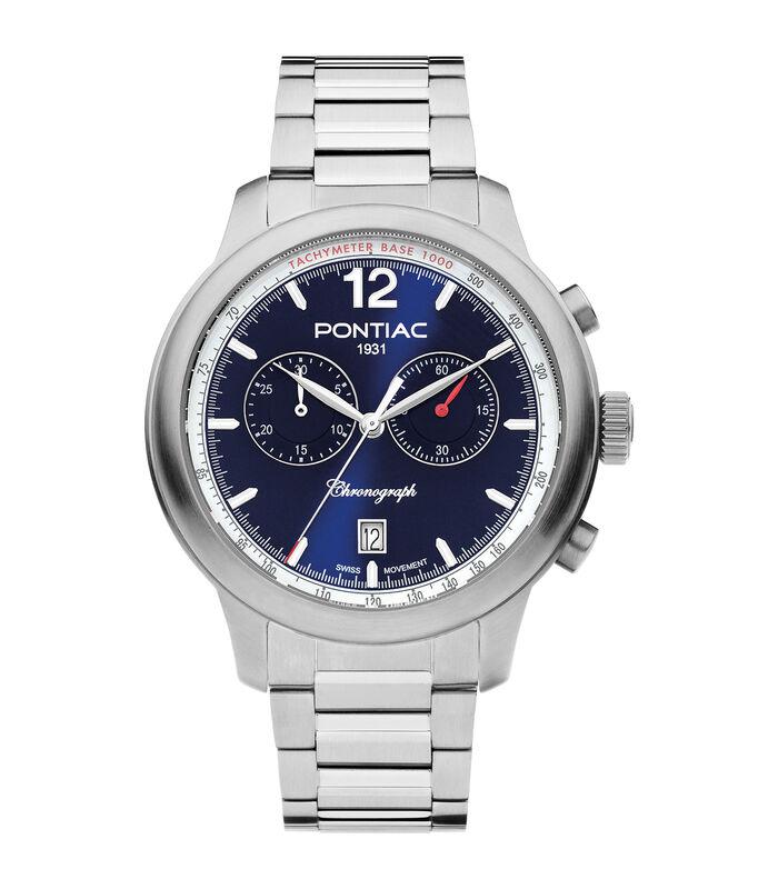 Henry Chrono Swiss movement blauw op staal P40024 image number 0