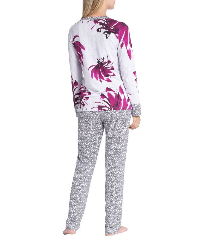 Pyjama long à motif de nid d'abeille et floral Misaki image number 1