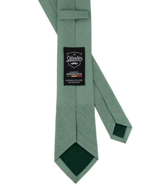 Cravate en lin vert sauge - VALLEY - Fabriquée à la main