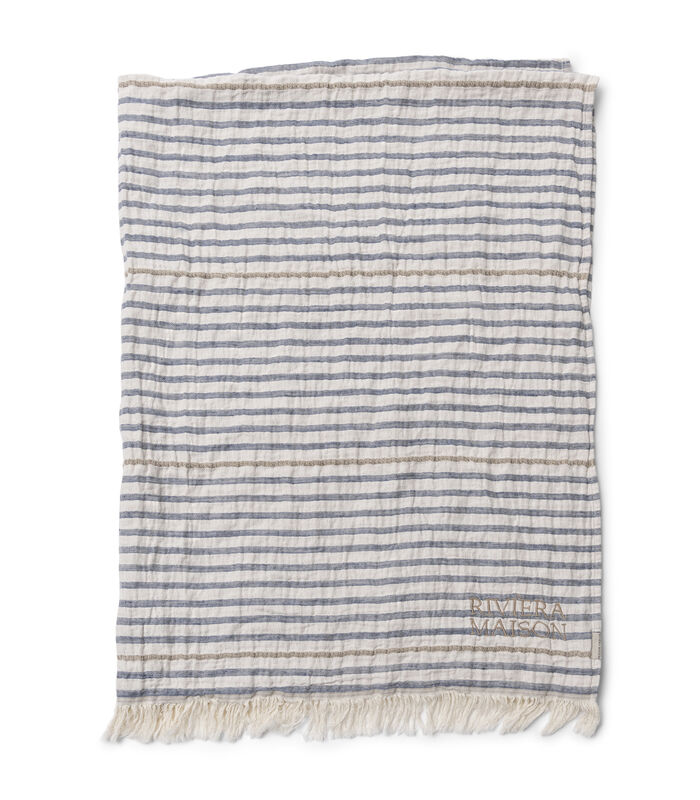 Kempsey Plaid blauw/wit - bank deken gestreept patroon image number 0