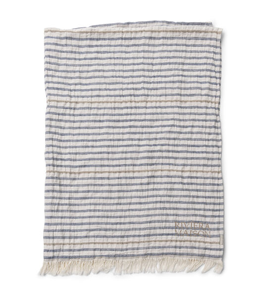 Kempsey - Plaid Bleu/blanc tapis de canapé à motifs rayés