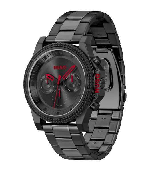 Horloge met armband pvd zwarte wijzerplaat 1530348