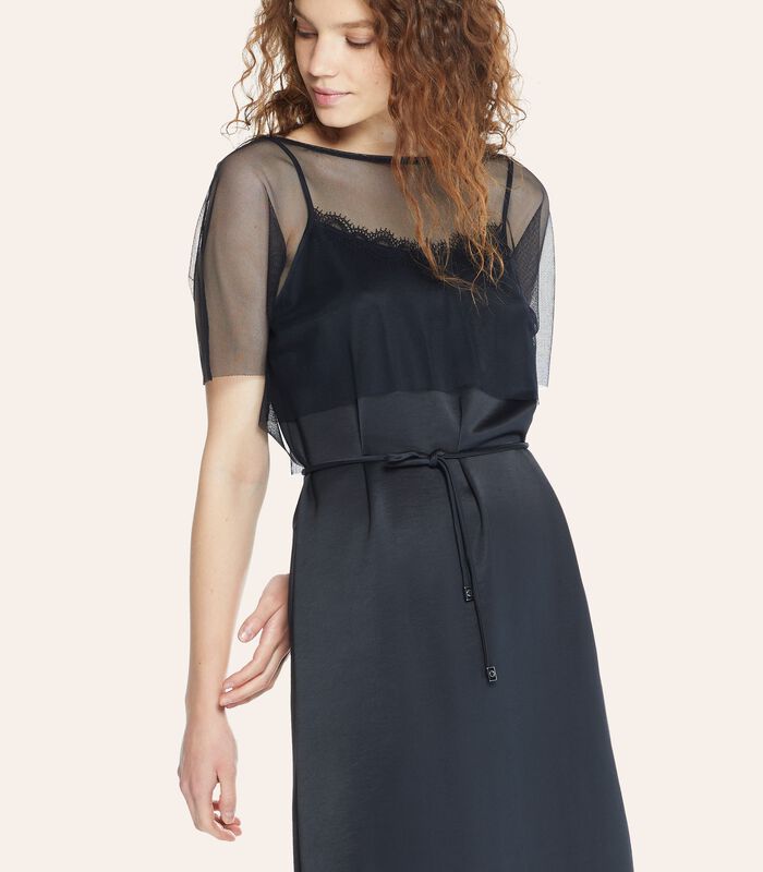 Zwarte jurk FRIZA met bandjes en nettop image number 0