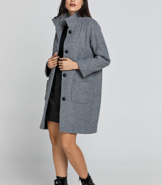 Manteau gris en laine mélangée par Conquista Fashion