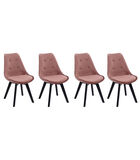 Set van 4 roze NORA fluwelen stoelen met kussen image number 0