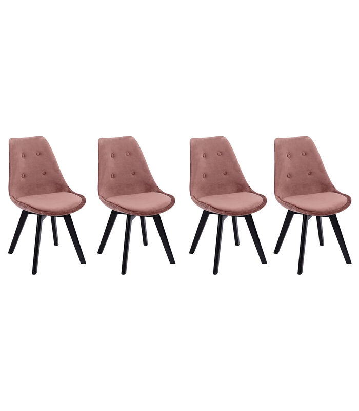 Set van 4 roze NORA fluwelen stoelen met kussen image number 0