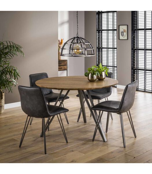 Angular - Chaise de salle à manger - lot de 4 - PU - noir - métal - gris
