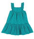 Wijd uitlopende jurk met bloemetjes, turquoise image number 0