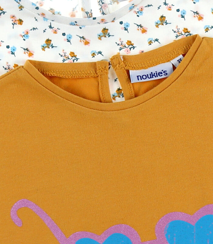 Set de 2 t-shirts en coton BIO, moutarde/écru image number 3
