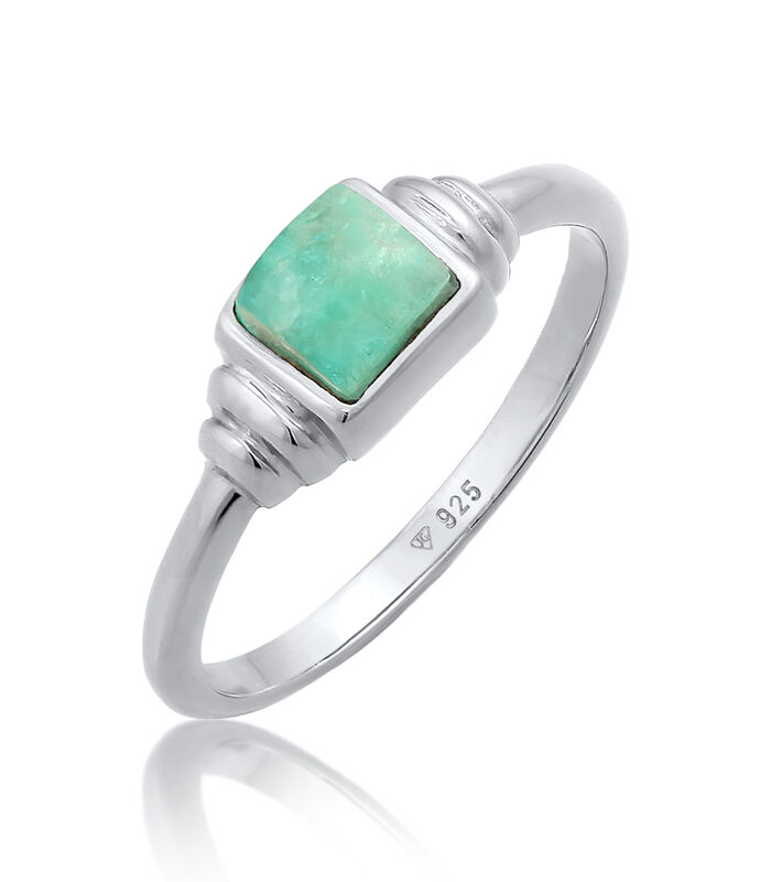 Ring Elli Premium Ring Dames Solitaire Vintage Eenvoudig Kwadraat Met Amazoniet In 925 Sterling Zilver Verguld image number 0
