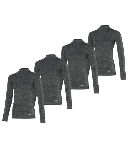 Premium Thermoshirt Dames 4-pack Zwart Melange