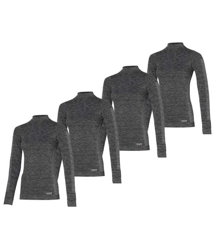 Premium Thermoshirt Dames 4-pack Zwart Melange image number 0