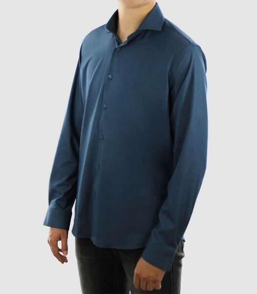 Kreukvrij en Strijkvrij  Overhemd - Blauw - Regular Fit - Bamoe Katoen  - Heren