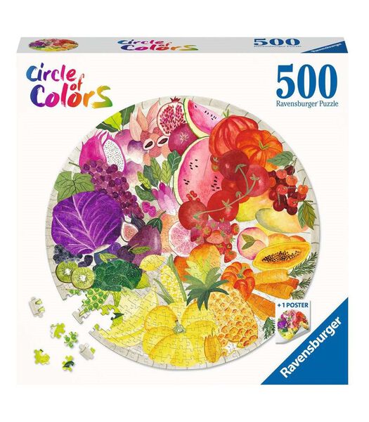 Puzzel 500 stukjes Round puzzle - Circle of colors - Fruits & Vegetables