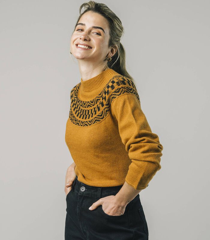 Ribbon Jaquard Sweater Mustard image number 4